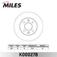 Диск тормозной передний MILES K000278 (TRW DF1013)
